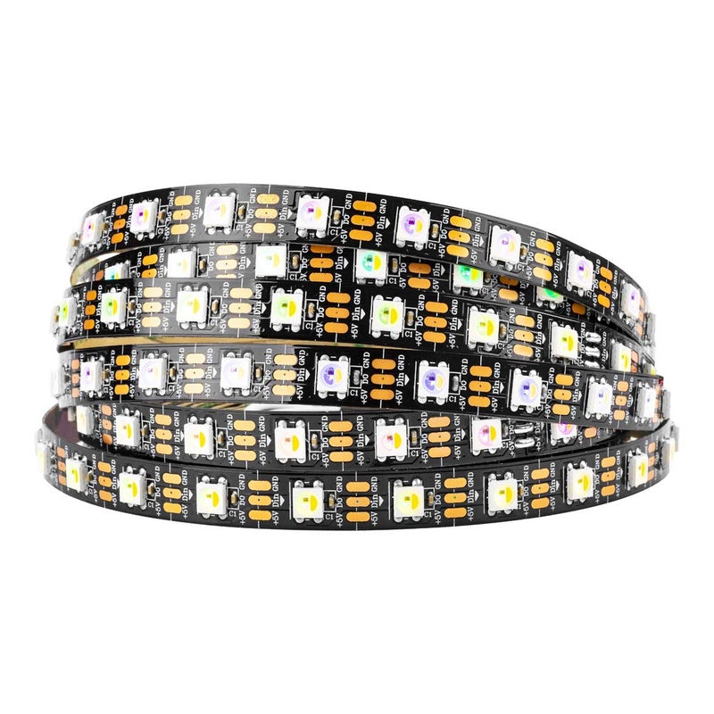 BTF-LIGHTING RGBW RGB+Natural White SK6812 (Similar WS2812B) 4 Colors in 1 LED Strip Individually Addressable 16.4ft 60Pixel/m 300LED Light Dream Color IP65 DC5V Black PCB (No Adapter or Controller) - Image 1